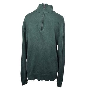 J. Crew Factory Green Half-Zip Sweater Cotton L